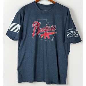 Grunt Style T-Shirt *Men 2XL* Blue Georgia Badass Tactical Firearm AR-15 Gun USA